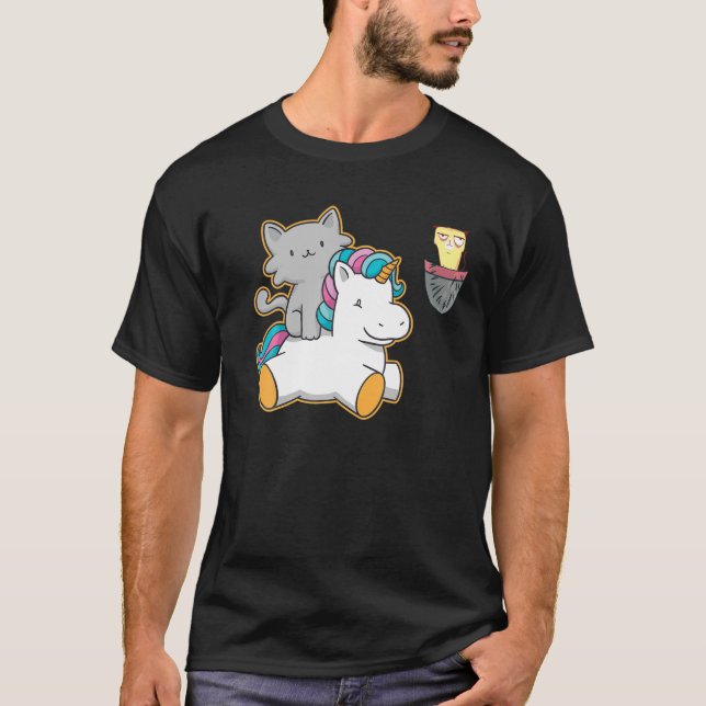 T-shirt Chat de poche grincheux Unicorn Meowgical Kawaii C (Devant)