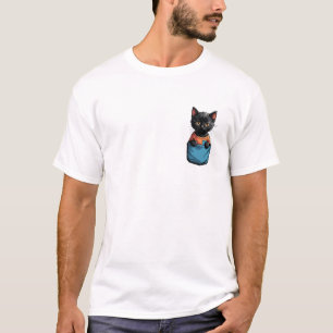 T-shirt Chat de poche noir