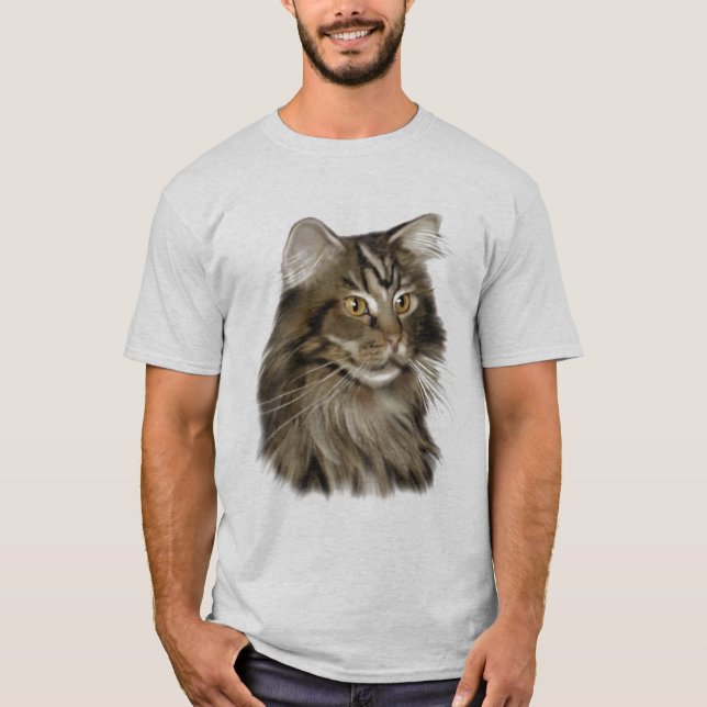 T-shirt Chat de ragondin tigré noir du Maine (Devant)