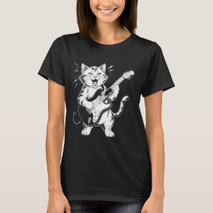 T-shirt Chat de rock drôle jouant de la guitare chat