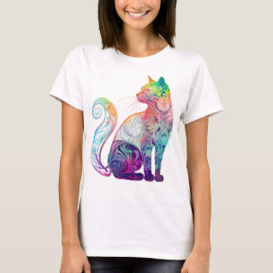 T-SHIRT CHAT DE SÉJOUR ABSTRAIT COLORÉ