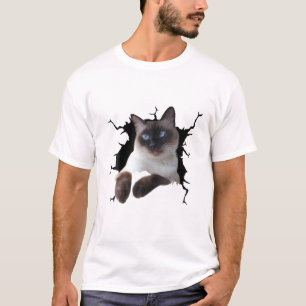 T-shirt Chat de Siamese. Tissu déchirée, chaton