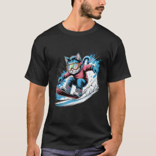 T-shirt Chat de snowboard Snowboardeur Snowboarding