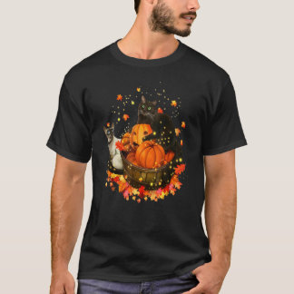 T-shirt Chat de sorcière Citrouille Automne Automne Chat