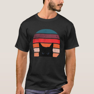 T-shirt Chat de style rétro Chats minou noir