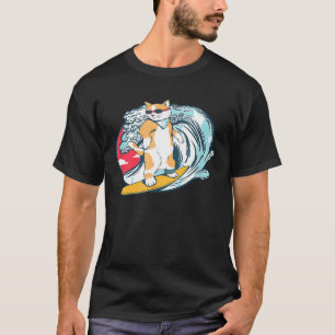 T-shirt Chat de surf drôle Kitty surfeur Planche de surf