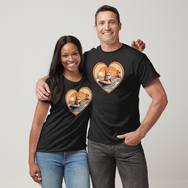 T-shirt Chat de surf Orange Tabby (Unisexe)