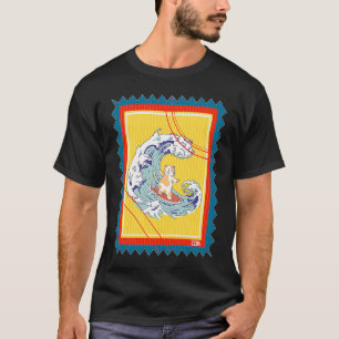 T-shirt Chat de surfeur sur timbre-poste