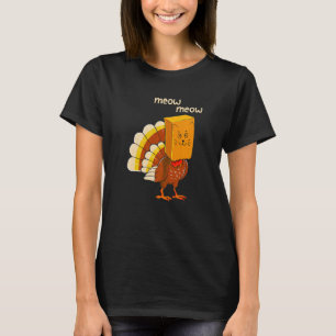 T-shirt Chat de Thanksgiving Dinde Faux Chat Miaou Thanksg