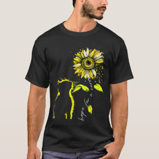 T-shirt Chat de tournesol Jaune Sensibilisation au cancer 