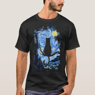 T-shirt Chat de Van Gogh Nuit étoilée Amateurs de chats de