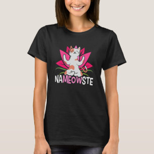 T-shirt Chat de yoga méditant Namasté Fleur de Lotus