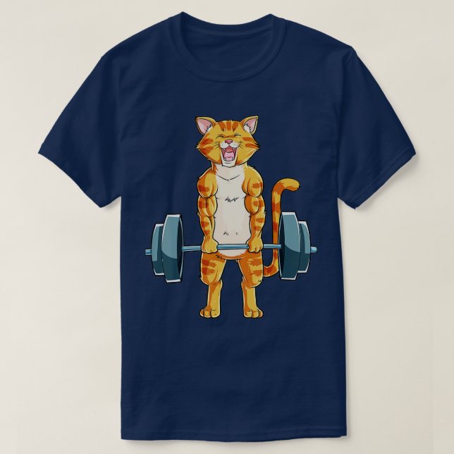 T-shirt Chat Deadlift Poids de levage (Design devant)