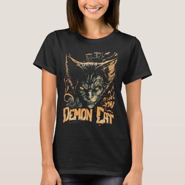 T-shirt Chat Demon Chat Malin Sinister Kitty (Devant)