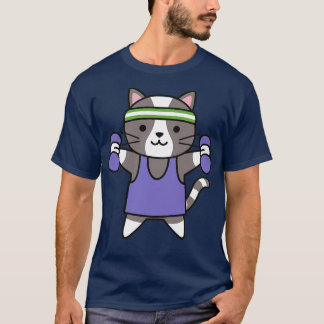 T-shirt Chat d'entraînement mignon avec poids et tête