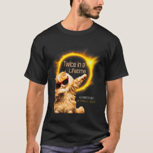 T-shirt Chat Deux Fois Dans L'Éclipse Solaire À Vie Avril 