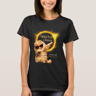 T-shirt Chat Deux Fois Dans L'Éclipse Solaire À Vie Avril