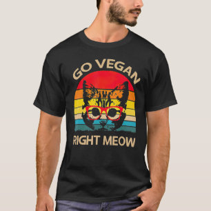 T-shirt Chat Devenez Végétalien Tout De Suite Vintage