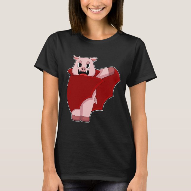 T-shirt Chat d'Halloween de porc (Devant)