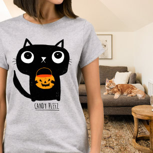 T-shirt Chat d'Halloween mignonne demandant des bonbons