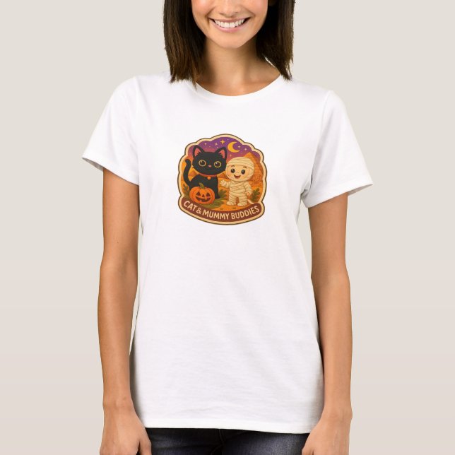 T-shirt Chat d'Halloween mignonne et broderie maman Stic P (Devant)