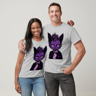 T-shirt Chat d'Halloween violet