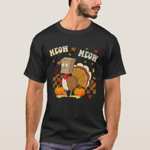 T-shirt Chat Dinde Faux Chat Action de grâce Miaou Miaou