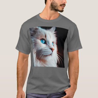 T-shirt Chat domestique blanc Lover A I Généré Art 2