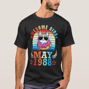 T-shirt Chat Donut Incroyable Depuis Mai 1988 Joyeux Anniv