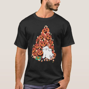 T-shirt Chat Dormir à côté de Citrouille effrayant Candy H
