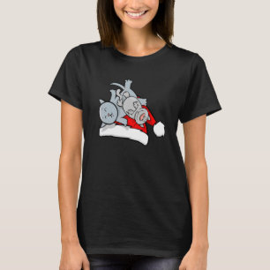 T-shirt Chat Dormir Santa Chapeau Noël Pyjama mignonne Kit