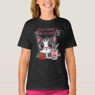 T-shirt Chat doux Berry à la fraise milk-shake