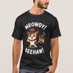T-shirt Chat Drôle Abeille Pun Cow-boy Miaou Beehaw