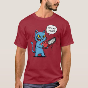 T-shirt Chat Drôle avec Tronçonneuse