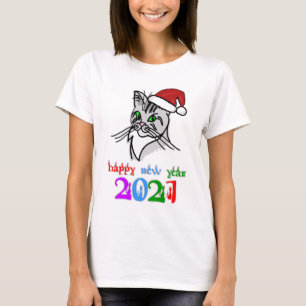 T-shirt Chat drôle Bonne année 2021