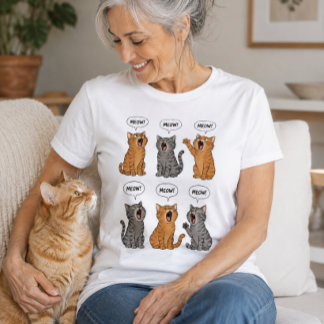 T-shirt Chat Drôle,Chat qui Miaule,Chat Tabby Mignon,Amour