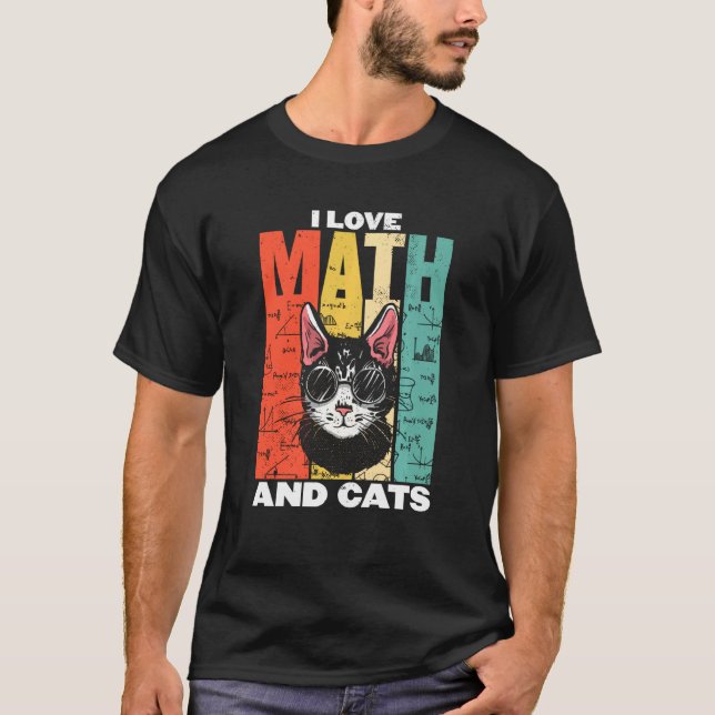 T-shirt Chat Drôle Chats Amoureux J'Aime Les Maths Ça Rend (Devant)