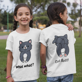 T-shirt Chat drôle Chemise Chat Feu avant Chat Butt