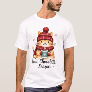 T-shirt Chat Drôle Chocolat Chaud Saison Joyeux Noël Maman