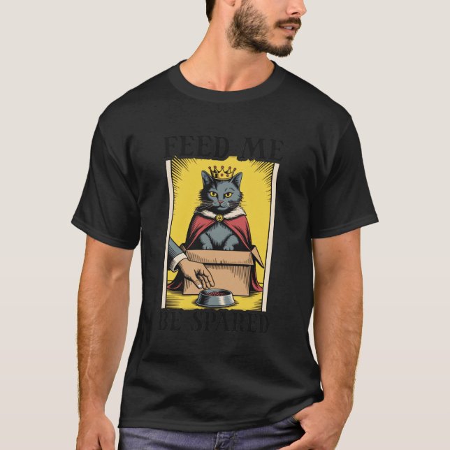 T-shirt Chat Drôle Dans Une Boîte Nourris-Moi Pour Être Ép (Devant)
