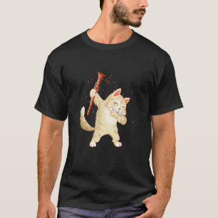 T-shirt Chat drôle de clarinette en dabant amateur de chat