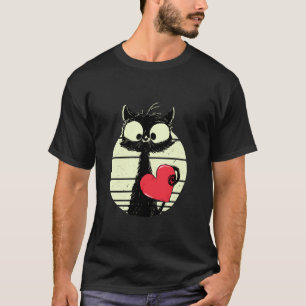 T-shirt Chat drôle de la Saint-Valentin avec un cœur Migno
