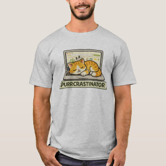 T-shirt Chat drôle de Purrcrastinator endormi sur le clavi