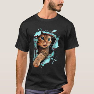 T-shirt Chat Drôle Déchirant Graphique Griffe Créatif