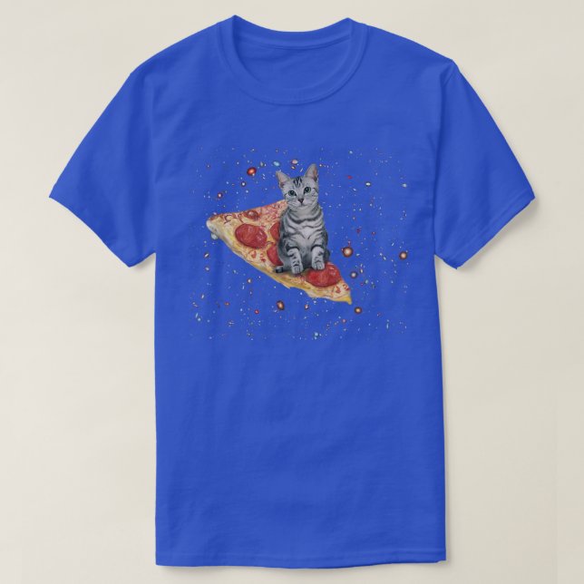 T-shirt Chat drôle d'espace sur Pizza Galay Kitty Pizza Ch (Design devant)