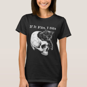 T-shirt Chat drôle effrayant Si je rentre je m'assois Crân