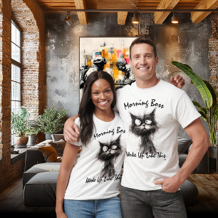 T-shirt Chat drôle esquisse – Texte modifiable Chat sauvag
