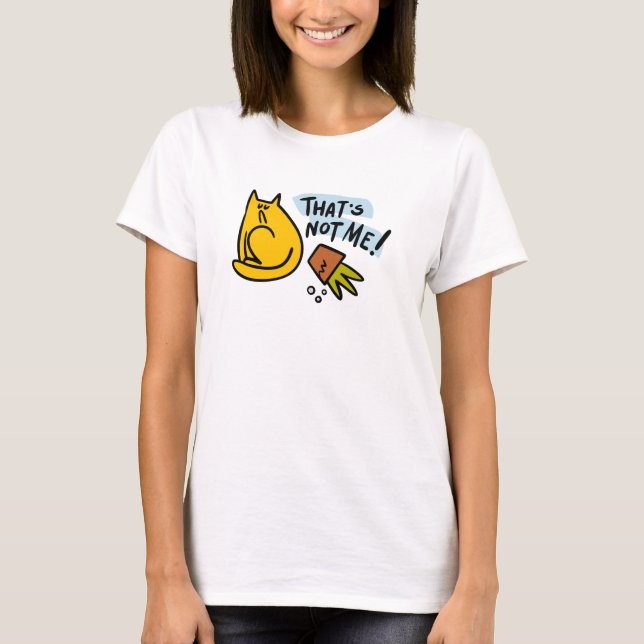 T-shirt Chat drôle et pot de fleurs renversé (Devant)