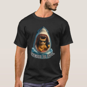 T-shirt Chat drôle et requin Mon tee Design chill de style