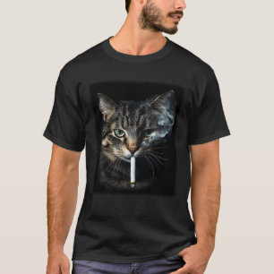 T-shirt Chat Drôle Fumant Un Cigarettemème De Chat Tigré P
